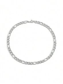 1條銀色男士費加羅鏈不鏽鋼時尚朋克項鏈，為男友送上聖誕禮物 - 銀色 - 查看 4