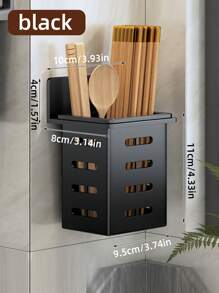 1 Miếng Phòng tắm Hộp đựng Cái giá Với Trong suốt Thiết kế Đối với Bàn chải đánh răng , Kem đánh răng , Lược , Trắng Màu sắc , Đen Lắp đặt Dấu ngoặc , Khoan Cần thiết - màu đen - Xem 3