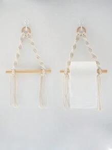 1 pezzo Portarotolo di carta igienica in stile bohémien, organizer da bagno per contenere i rotoli, espositore decorativo per camera da letto, ingresso, soggiorno, cameretta, porta gioielli e sciarpe (gancio casuale incluso)