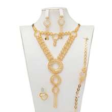 5pcs/Set Geometric Round Tassel Design Copper Earrings Covered In 18k+ Champagne Gold Oxidation And Wear Resistance Coating, Chic, French Romantic Style, Luxurious Gift Set For Dubai Bride, Mother'S Day, Wife, Party, Festival - Champagne - View 4