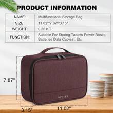 Cable Organizer Bag Multifunctional Waterproof Gadget Double Layer Electronic Accessories Travel Storage Bag For Cables USB Drive Charger Power Bank IPad - 紅色 - 查看 4