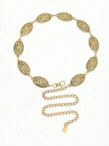 1pc Women's Waist Chain Simple Fashion Accessory Retro Belt Decorative Accessories Gold Color - Gold - View 5