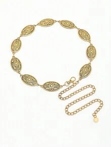 1pc Women's Waist Chain Simple Fashion Accessory Retro Belt Decorative Accessories Gold Color - Gold - View 4