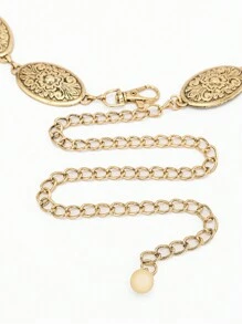 1pc Women's Waist Chain Simple Fashion Accessory Retro Belt Decorative Accessories Gold Color - Gold - View 2