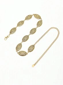 1pc Women's Waist Chain Simple Fashion Accessory Retro Belt Decorative Accessories Gold Color - Gold - View 8