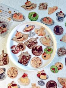 20 件/包咖啡和甜點主題寵物貼紙適用於筆記本、剪貼簿、相簿的 Diy 裝飾