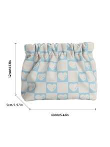 LEHUO Travel 1pc Women's Handheld Printed Storage Bag For Coins, Keys, Cards, And Small Items Makeup Bag Make Up Organizer Makeup Storage - Blue - View 11