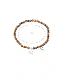 時尚天然虎眼石珠寶手鍊,配925純銀心形吊墜,極簡優雅女士配飾