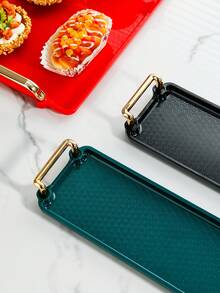 1pc Home Use Tray Set For Tea, Cup Holder, And Fruit Plate. Living Room Creative Plastic Serving Tray - Red - View 8