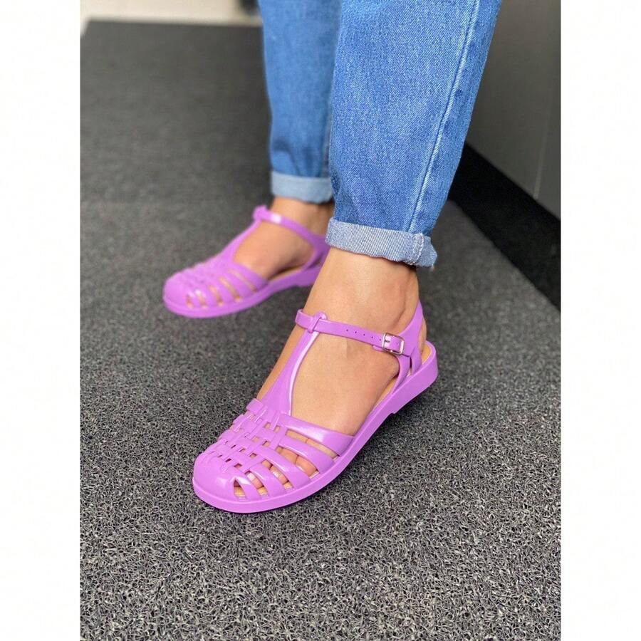 Women Flat Sandals - Violet Purple - View 1