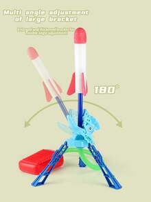 Outdoor Interactive Foam Rocket Stomping Launch Tower Set With 6 Foam Rockets And Blue Double Crown Dragon Theme - Multicolor - View 3