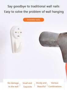 20入組不留痕跡的掛鉤,適用於掛畫框、牆藝品等 - 白色 - 查看 5