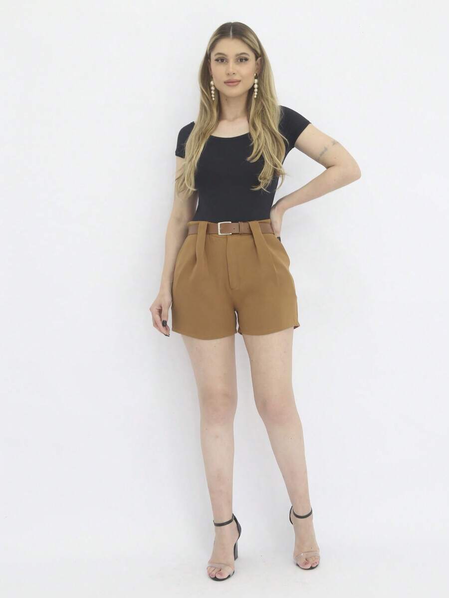 Women Shorts - 米色 - 查看 1