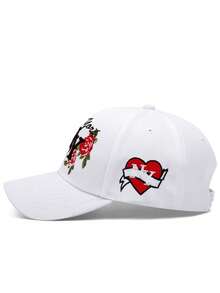 1pc Flower Embroidered Ny Letter Personalized Fashion Baseball Cap For Men - White - View 4