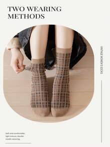 Calcetines De Mujer Serie Color Café - Multicolor - Ver 4