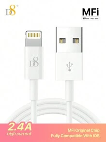D8 充电器线，（1.5 米）TPE USB A 转 Lightning] MFi 认证充电器线，USB 2.0 Lightning 充电器线，2.4A 快速充电兼容 14 Pro/13 Mini/13/12/11 Pro MAX/XR/XS/8/7/Plus/6S/SE/iPad - 白色 - 查看 3