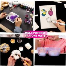 1 Pieza 40*30cm Gran Tapete De Silicona Para Hacer Moldes De Joyería Y Artesanía, Tapete De Manualidades Antiadherente Adecuado Para Resina Epoxi, Pintura, Arcilla, Etc. - Negro - Ver 6