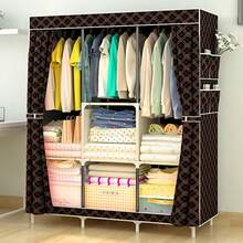 Organizador De Ropa Plegable Para Guardar La Ropa, Portátil Con Cremallera Y Armario De Ropa Multifuncional - Negro Oro - Ver 2