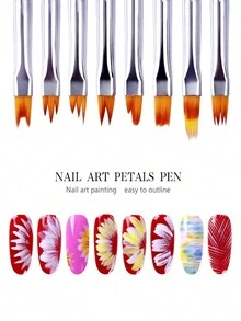 8入組指甲彩繪畫筆套裝,適用於花卉、鋸齒、花瓣、直線繪畫、指甲打磨