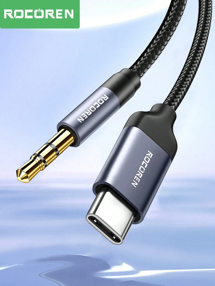 Rocoren 1pc Rocoren USB C To 3.5mm Audio Adapter Hi-Fi Stereo Type C To Aux Headphone Male Cord Car Auxiliary Cable Compatible With IPhone 15 Pro Max/15 Pro/15 Plus, For Samsunh Galaxy S23 Ultra IPad Pro Air Pixel 7