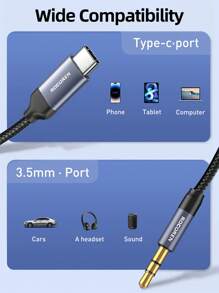 Rocoren 1pc Rocoren USB C To 3.5mm Audio Adapter Hi-Fi Stereo Type C To Aux Headphone Male Cord Car Auxiliary Cable Compatible With IPhone 15 Pro Max/15 Pro/15 Plus, For Samsunh Galaxy S23 Ultra IPad Pro Air Pixel 7
