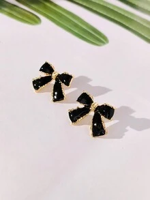 1pair Exquisite Enamel Butterfly Shaped Drop Earrings With Rhinestone For Women, Everyday Wear - Multicolor - View 3