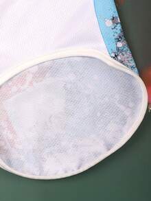 新款聖誕卡通網眼短袖小狗,透氣網布日常寵物服裝 - 藍色 - 查看 5