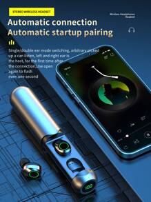 True Wireless Stereo Earbuds, TWS Headset With Touch Control Built-In Microphone,HiFi Sound Quality, LED Digital Display Charging Case,For Smartphones- Black - Black - View 6