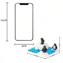 Diy動物主題小顆粒積木 - 包括企鵝冰川公園、北極雪景、企鵝冰島公園、兒童益智玩具 - 彩色 - 查看 5