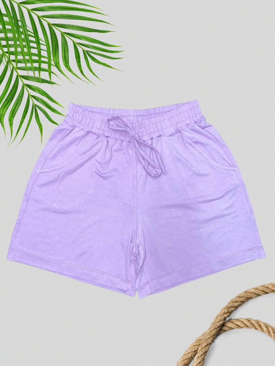 Plus Size Shorts - Lilac Purple - View 1