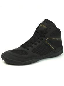 Men's Professional Boxing Shoes Wrestling Shoes, Autumn Indoor Breathable Sanda Combat Training Shoes, Fighting Boots - Black - View 3