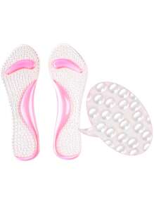 2pcs 二色七分墊pu高跟鞋加厚足弓支撐鞋墊透明女士扁平足心墊 - 粉色 - 查看 2