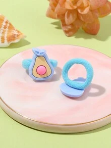 10入組兒童彩色卡通髮圈,可愛小圓餅髮卡