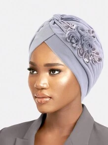 2pcs Women's Sequin 3D Flower Printed Style Turban Headwrap, Suitable For Daily Use - Multicolor - View 8
