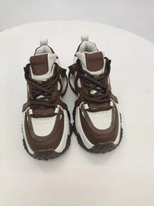 Women's Thick-soled Elevating Chunky Shoes For All Seasons; 2023 Spring And Autumn New Styles, Student Streetwear With Laces, Sports And Casual Shoes For Winter, Versatile Chunky Sneakers - Brown - View 8
