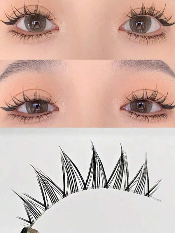 Anime Style Thin & Cat Eye Effect Transparent False Eyelashes For Cosplay, Asian, And Korean Cartoon