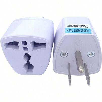 1pc Power Plug Adapter Converter With Third Pin Grounded, Compatible With Europe, Uk, Asia, Australia, China, Japan To Usa, For Traveling Latin America, Ac Socket Adapter (white)