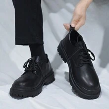 男士复古简约时尚正装鞋，适合外出、约会和婚礼，英伦风格 - 黑色 - 查看 3