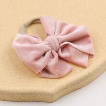 3入組寶寶絨面蝴蝶結尼龍頭帶,彈性無縫包覆新生兒和幼兒,秋冬季節適用