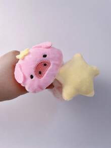 2pcs/Set Women's Cartoon Plush Animal Wristband & Hair Tie, Suitable For Daily Commute, Cleaning And Moisture Protection Sleeves - Pink - View 2