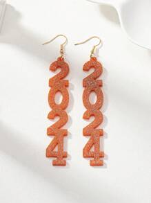 1對閃閃發光的亚克力2024新年長吊墜耳環,適用於她的新年禮物,派對珠寶