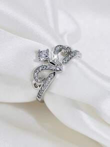 1 Miếng Tuyệt đẹp Đúng mốt Vương miện hình Zirconia Nhẫn Đối với phụ nữ , Ngày lễ tình nhân Quà sinh nhật - Bạc - Xem 4