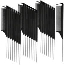 20 Lược Đối với Bím tóc Tóc Lược đuôi chuột Thép Kim băng Đuôi chuột Sợi carbon Chống nóng Teasing Lược Với Thép không gỉ Pintail ( Đen ) - màu đen - Xem 2