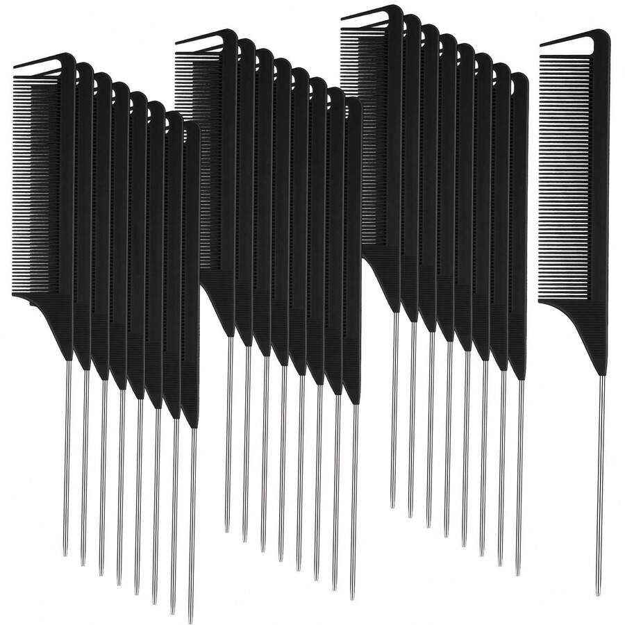 20 Lược Đối với Bím tóc Tóc Lược đuôi chuột Thép Kim băng Đuôi chuột Sợi carbon Chống nóng Teasing Lược Với Thép không gỉ Pintail ( Đen )