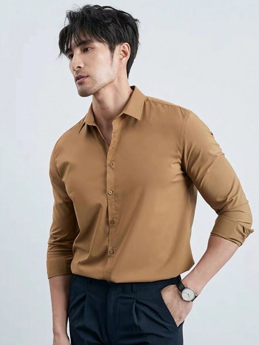 Men Shirts - Khaki - View 1