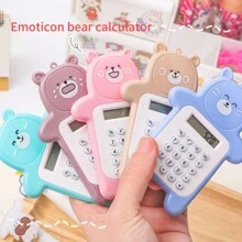 【color Optional Calculator】cute Cartoon Bear Shaped Calculator, Korean Style Fashionable Mini Portable Pocket Calculator, Small Calculator For Daily Use 【sent In Random Color】 - Brown - View 1