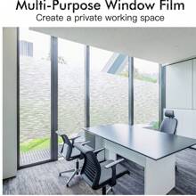 1捲1米/2米/3米/5米電荷靜電吸附無膠霧面玻璃貼紙,木紋隱私貼膜,適用於浴室/臥室,半透明密糊貼紙 - 灰色 - 查看 4