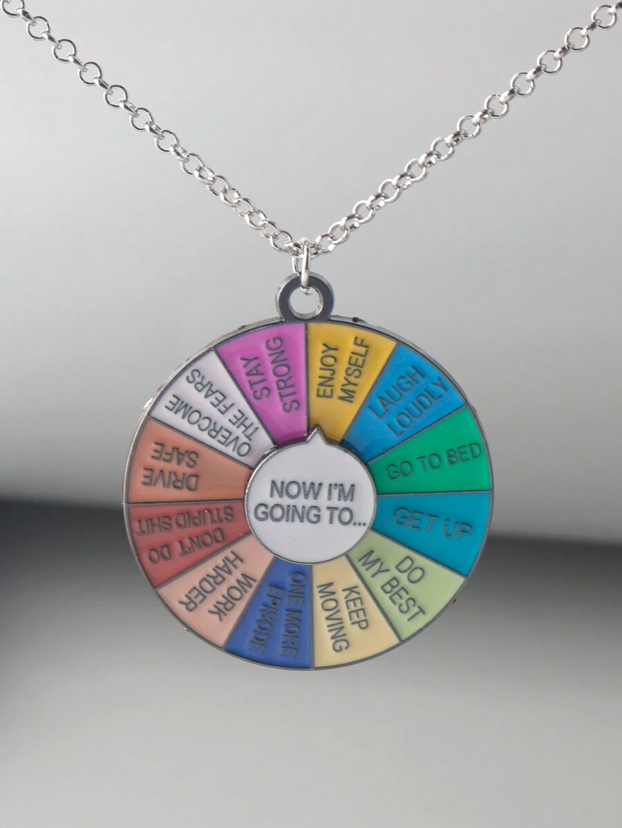 1 pieza Collar con colgante de rueda de toma de decisiones personalizada para hombres, accesorio giratorio y colorido de ruleta divertida - Multicolor - Ver 1