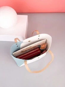 New Summer Fashion Color-Block Handbag Shoulder Bag Multicolor Tote Bag Ladies Shopping Bag For Women - Multicolor - View 6