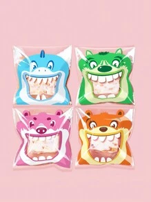 100入組混合款式卡通人物大嘴巴4合1餅乾糖果包裝自粘塑膠袋 - 彩色 - 查看 7